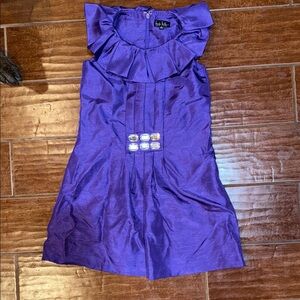 Purple Embellished Ruffled Sundress for Cocktail